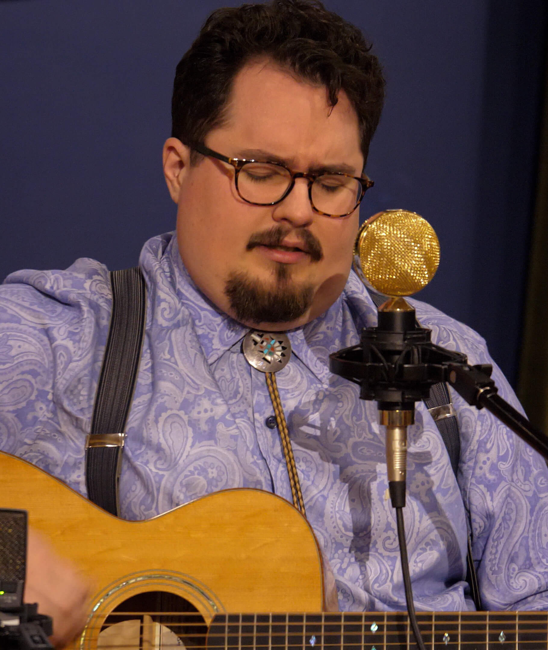 Taylor Ackley and his mandolin