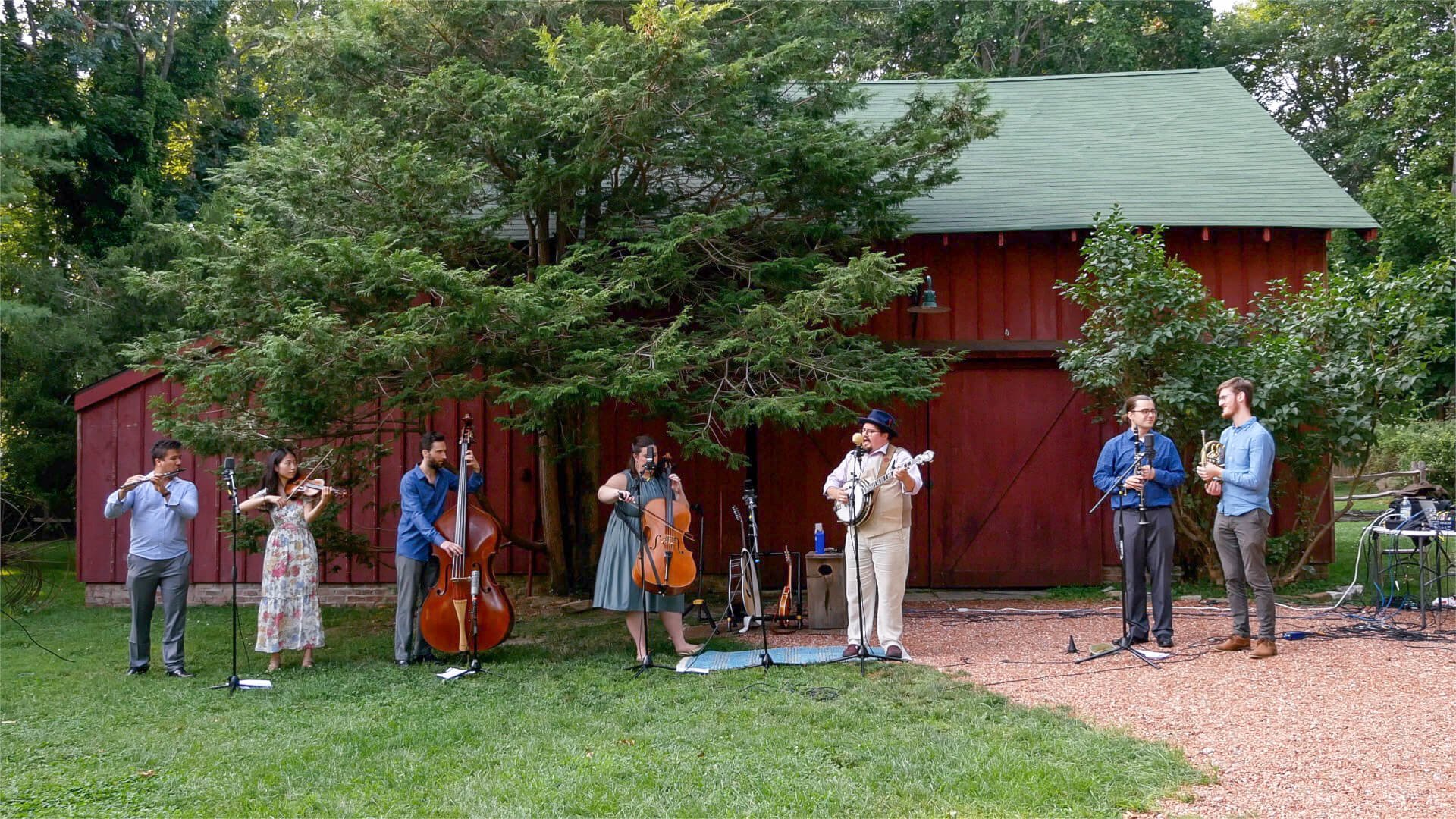 Deep Roots Ensemble posing after a recording session